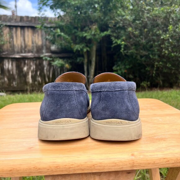 Amberjack The Loafer Suede Leather Comfort Loafers in Cobalt Blue Size 9.5 M - Picture 5 of 8